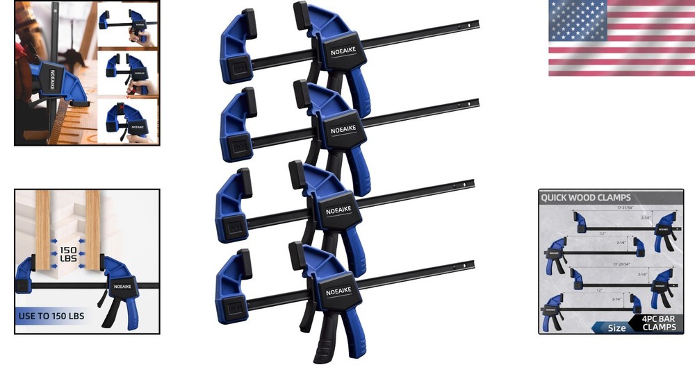 Durable 12-Inch Woodworking Clamps Set (4-Pack) with Quick Spreader Function