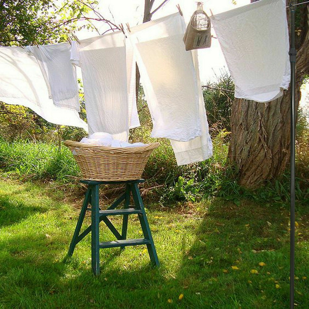 Galvanized 2.4m Washing Line Post Pole Heavy Duty Clothes Support With Socket