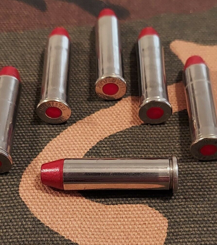 357 MAGNUM SNAP CAPS SET OF 6, NICKEL AND RED, REAL 125gr WEIGHT!!!