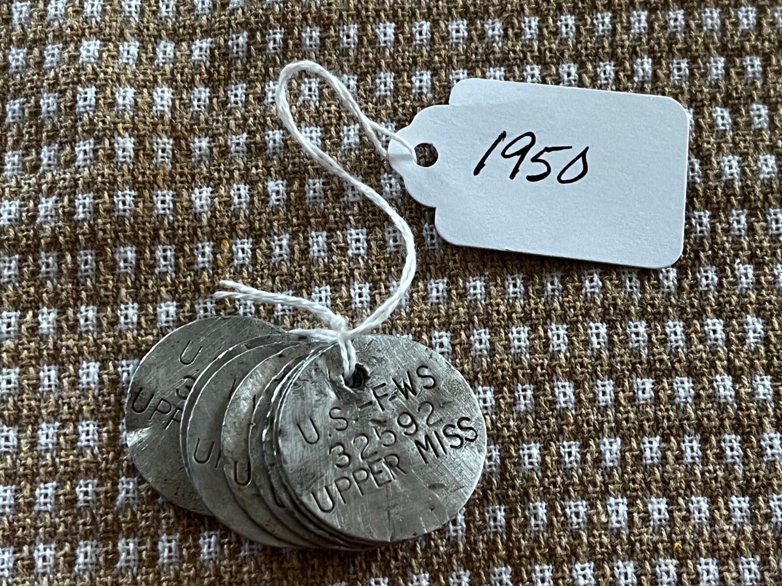 Vintage 1950 US - FWS Upper Mississippi Wildlife Refuge Trap Tag