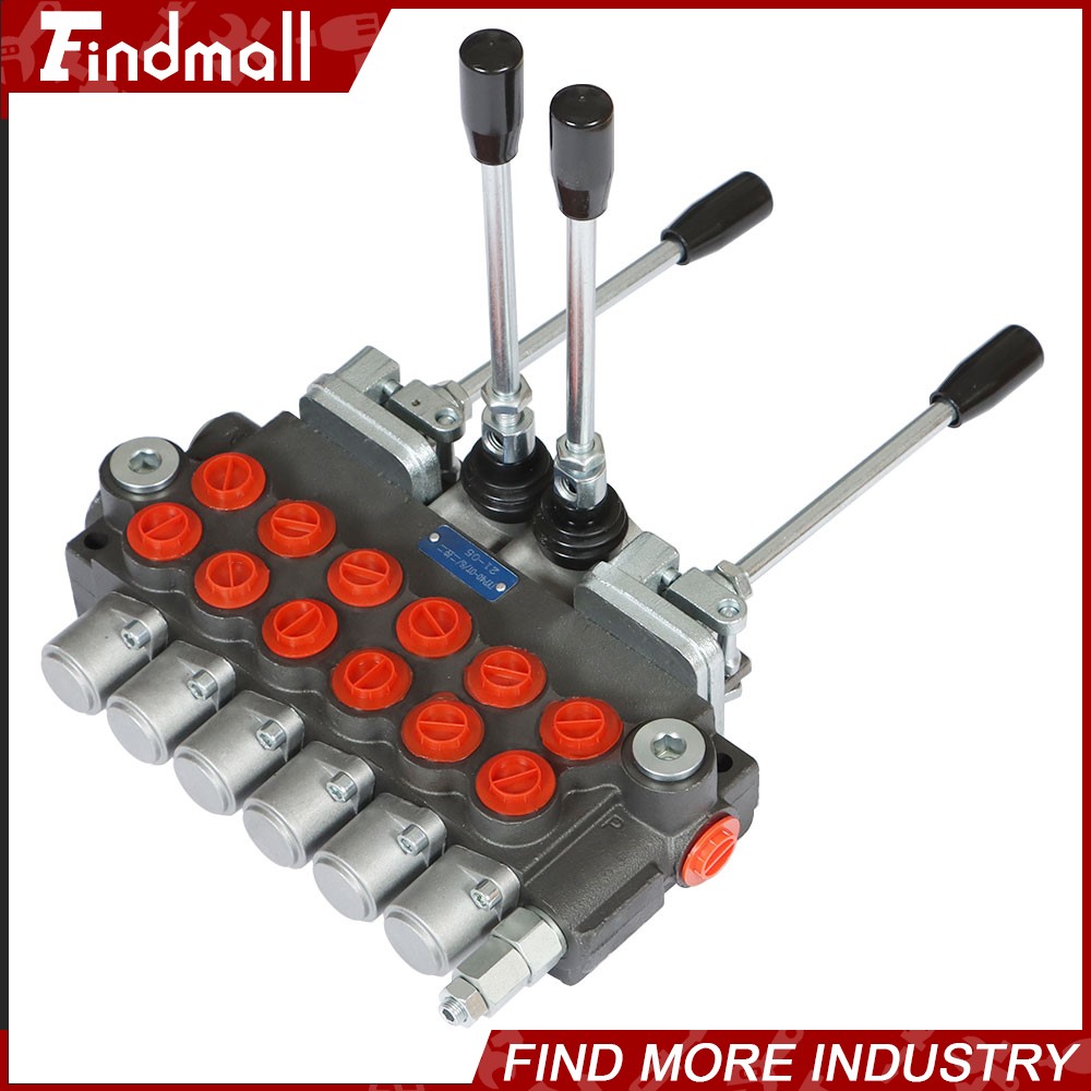 Hydraulic Backhoe Directional Control Valve w/ 2 Joysticks, 6 Spool, 11 GPM