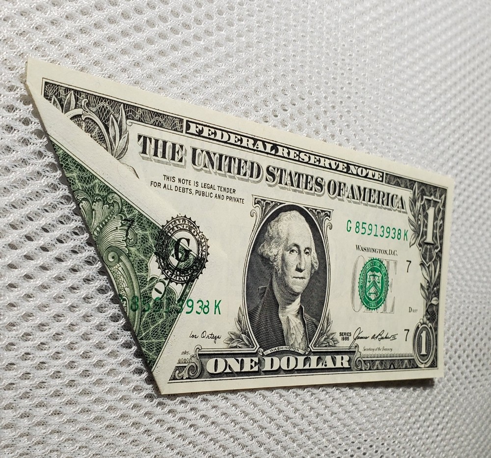 Printed Fold Error 1985 $1 FRN Error Note Nice Crisp Fold Over Error Note AU/UNC