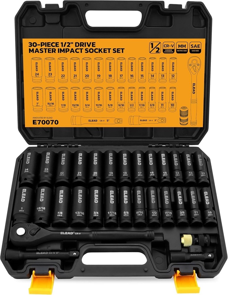 3/8'' Drive Impact Socket Set 50-Piece Shallow & Deep Socket Set Metric