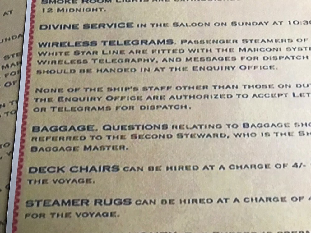 WHITE STAR LINE INFORMATION FOR PASSENGERS NICE REPLICA