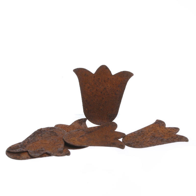 36 Mini Rusty Tin Flower Cutouts
