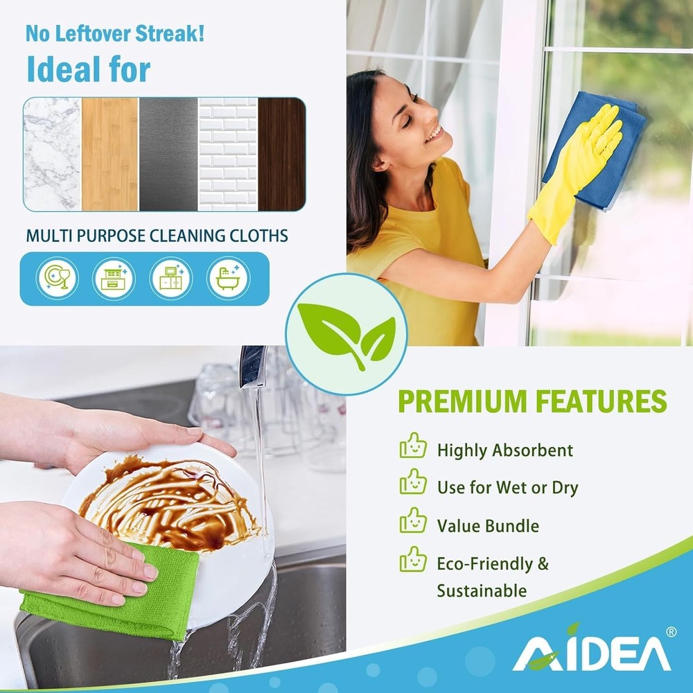 Versatile 10PK Microfiber Cleaning Towels – Machine-Washable & Eco-Friendly