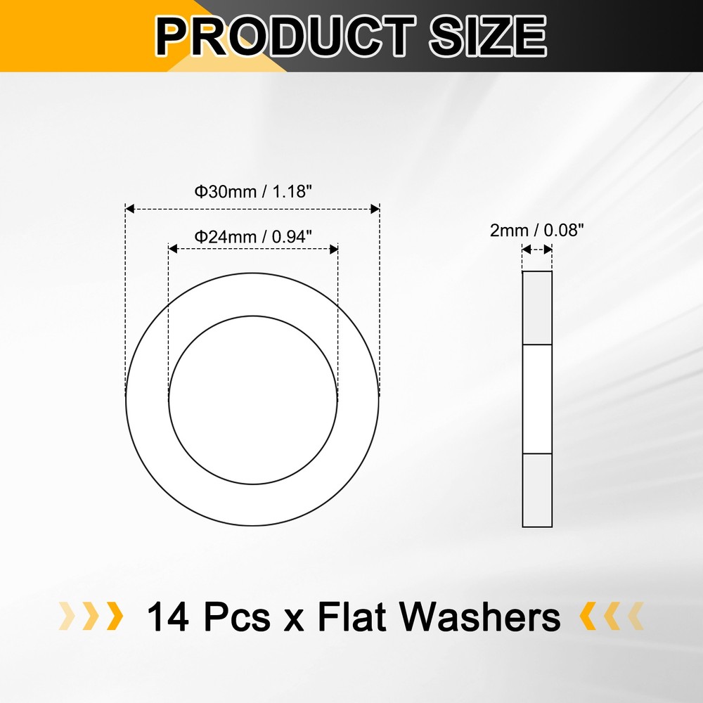 14pcs Copper Flat Washers M24x30x2mm Sealing Ring Plug Gaskets