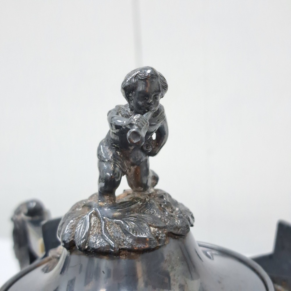 Antique Meriden Britannia Silverplated Coffee Pot 1800s Victorian Decorated