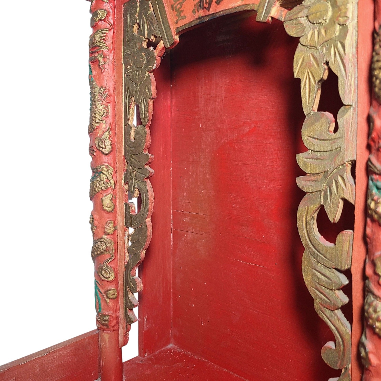 Vtg Asian Shrine Alter Box Spiritual Temple Oriental Handcrafted Wooden Buddhist