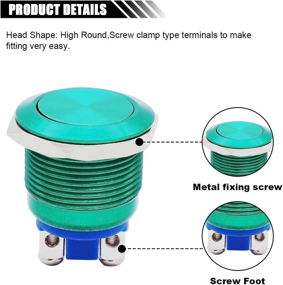 Durable Green Momentary Push Button Switch 250V AC - Ideal for DIY Projects