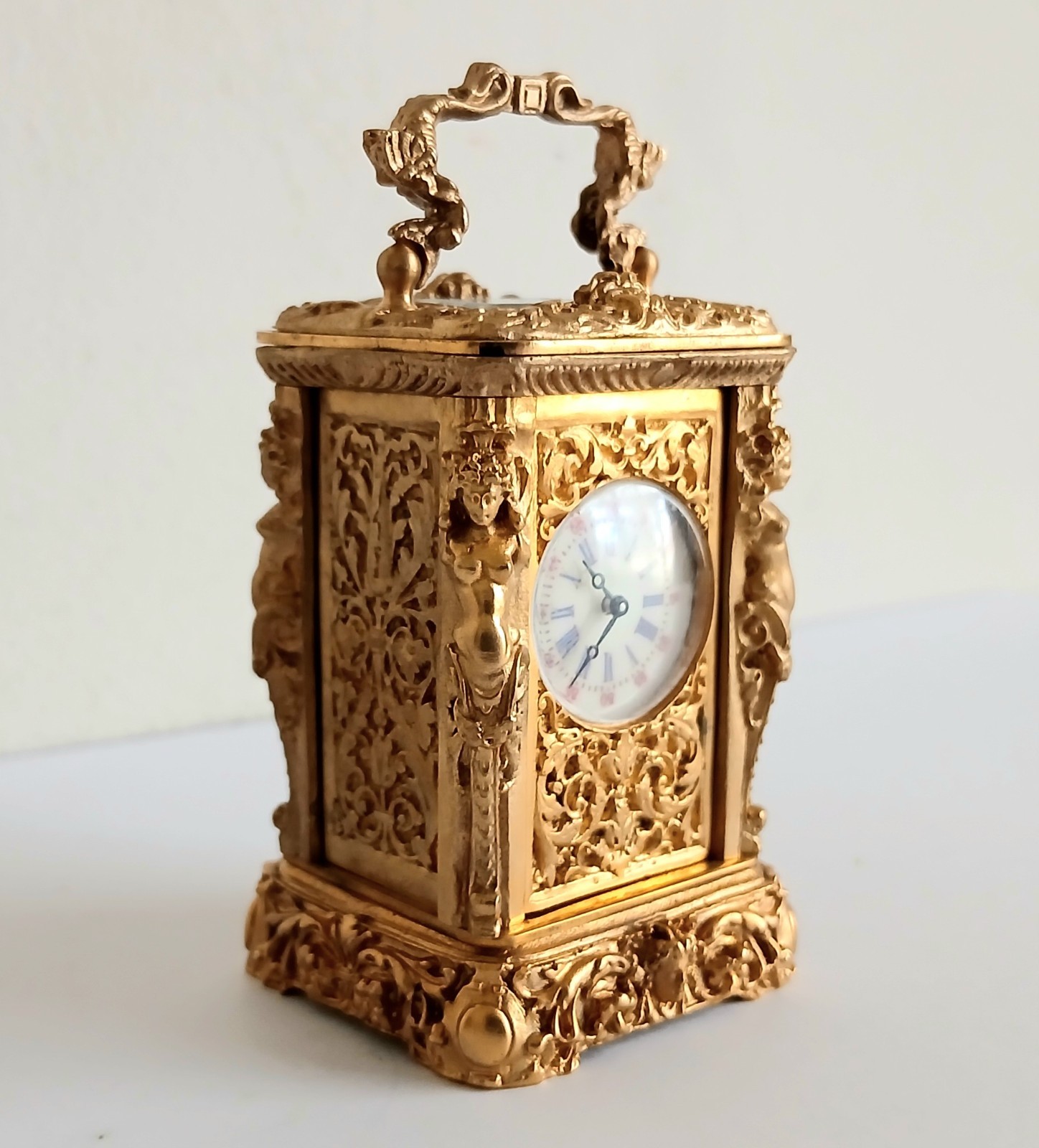 Miniature French Style Clock. Excellent Working Condition with Key.