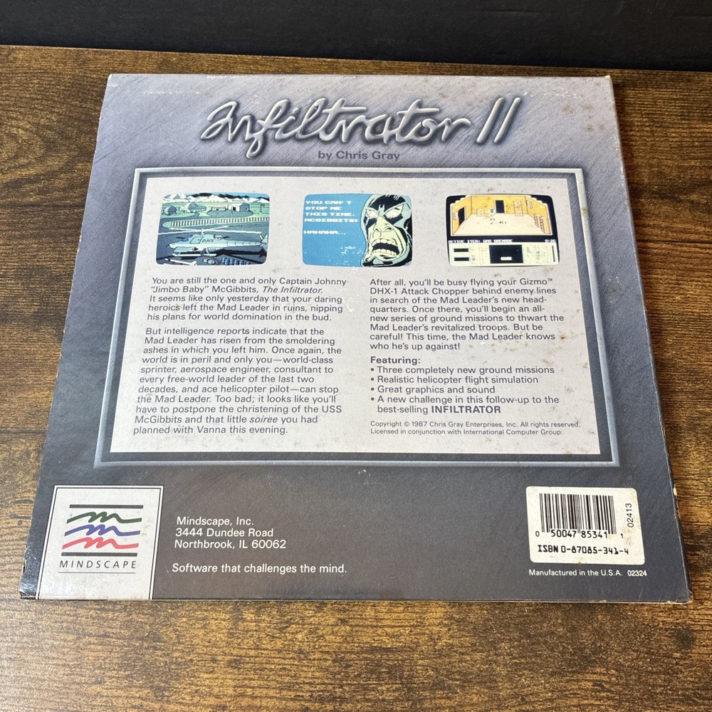 PC IBM Infiltrator & II (1 & 2) Computer Game Software MINDSCAPE by Chris Gray