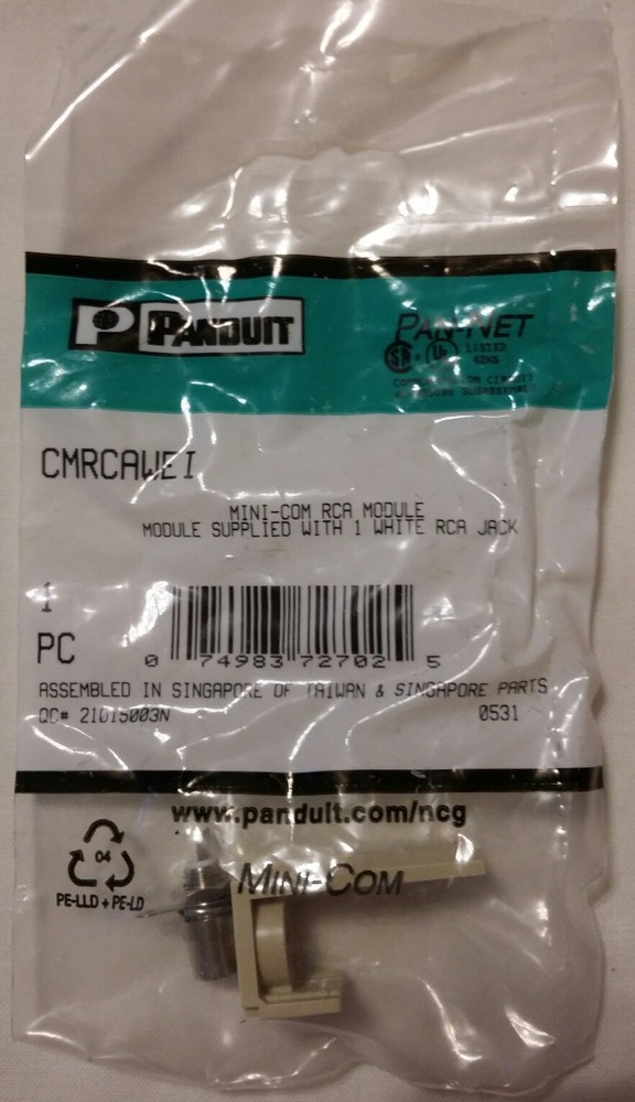 NEW Panduit Pan-Net CMRCAWEI Mini-Com RCA Module With 1 White RCA Jack