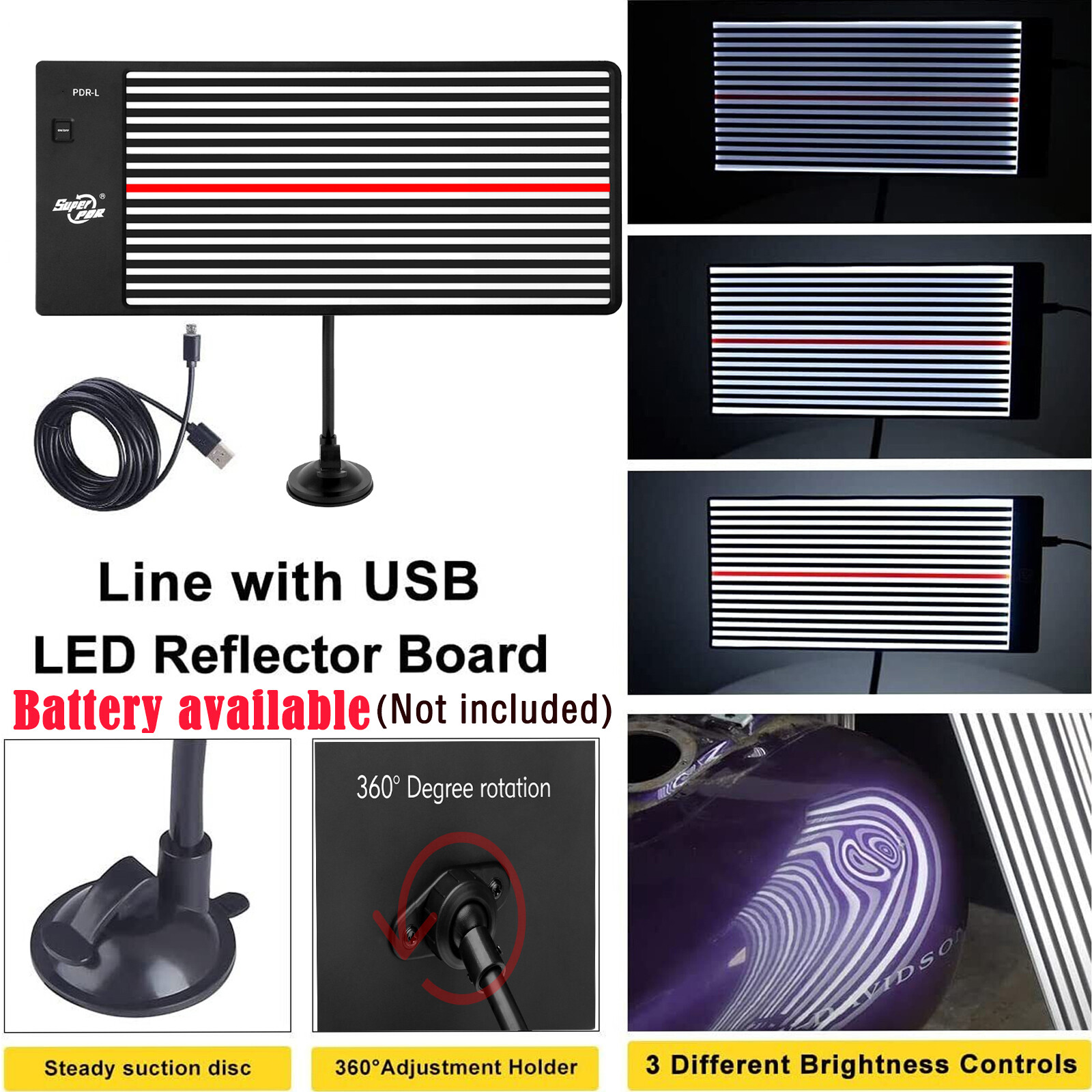 Paintless Dent Repair Removal PDR LED Line Board Light Scratch Reflector Tool