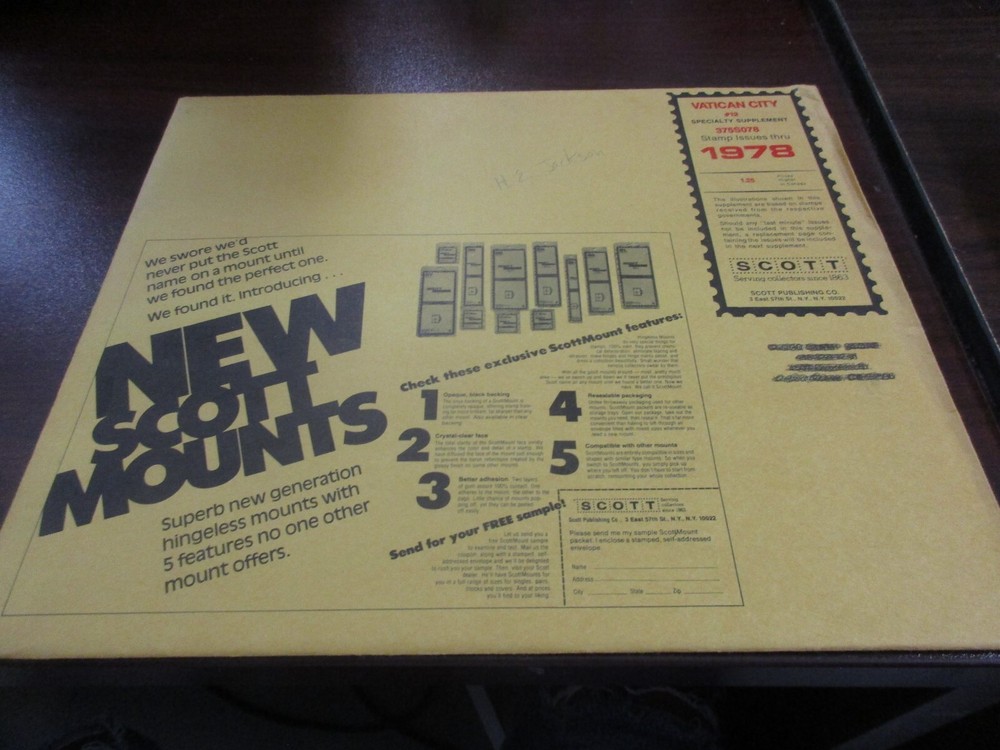 "SCOTT" VATICAN CITY #12 SPECIALTY SUPPLEMENT #375S078  W/FREE SHIPPING!!