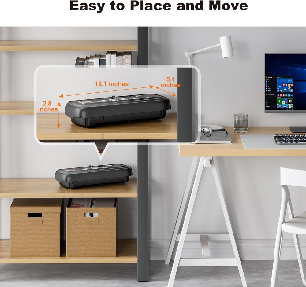 Efficient Home Office 6-Sheet Strip Cut Shredder - Automatic Start, No Basket