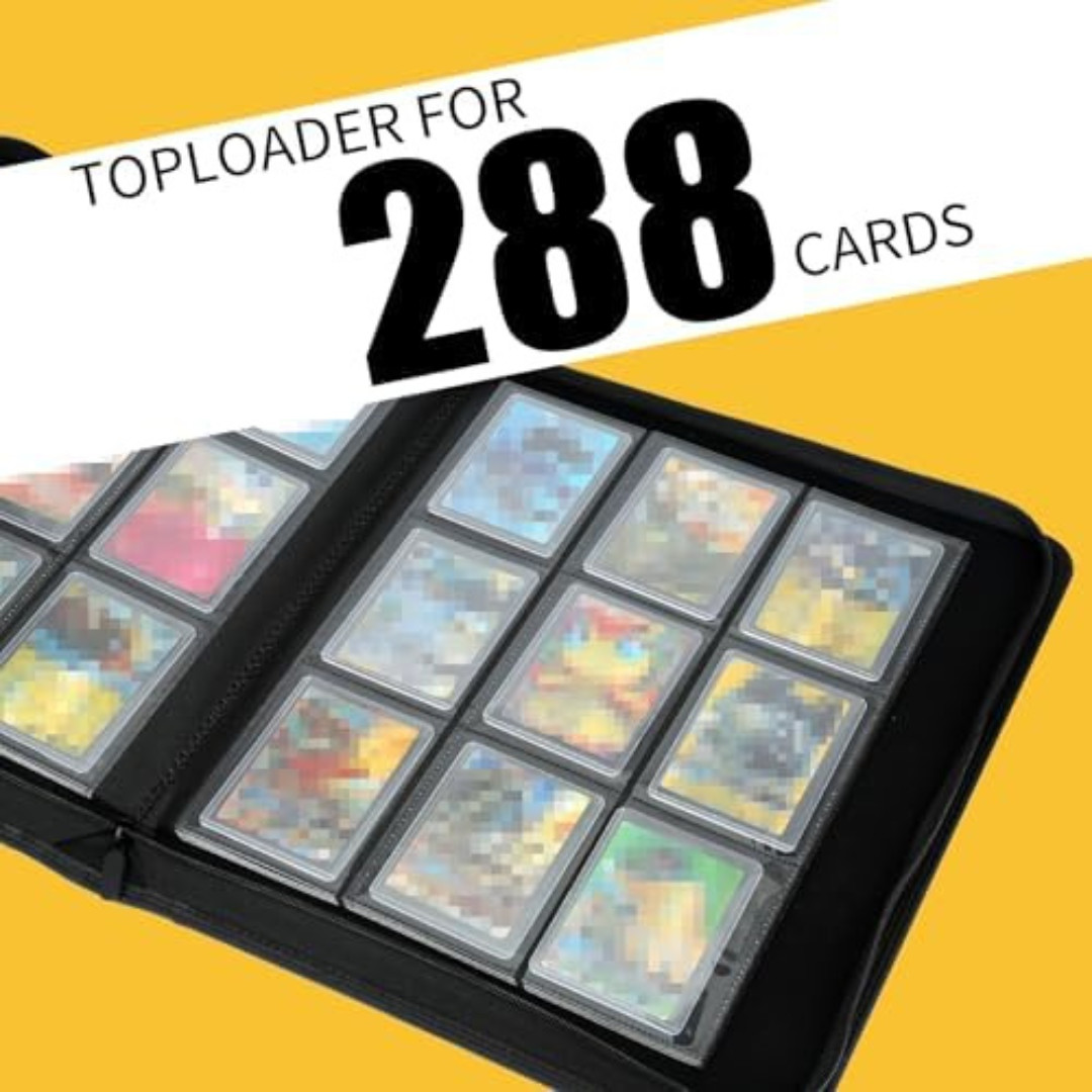 Toploader Binder, Holds 288 Toploaders, 9 Pocket Top Loader Binders with Sleeves