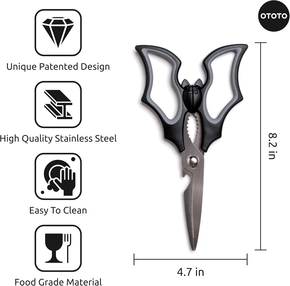 Gothic Kitchen Scissors - Halloween Bat Shears, Cute Themed Kitchen Tools