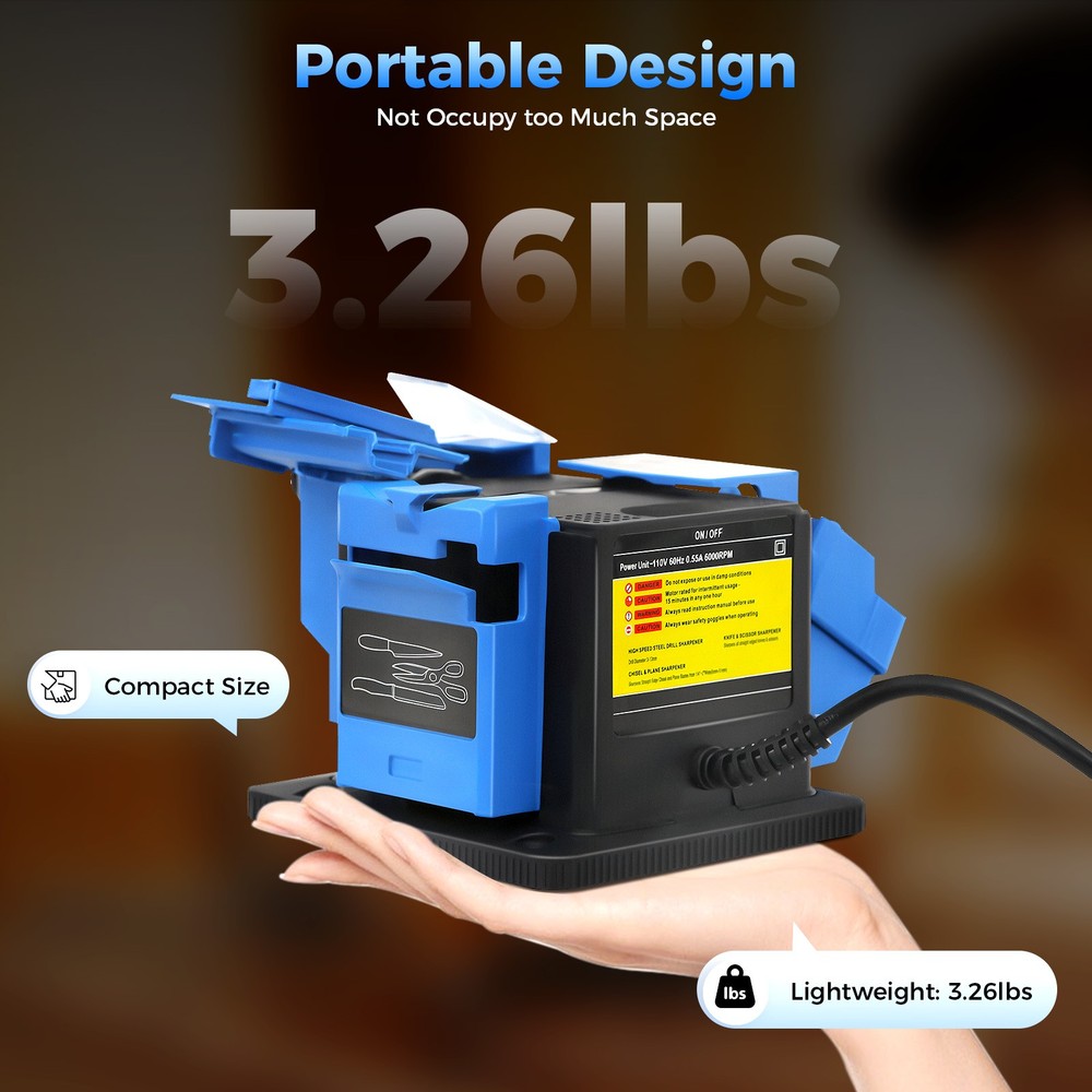 Electric Multitask Sharpener for Knives, Scissors & Drill Bits – 110V 96W