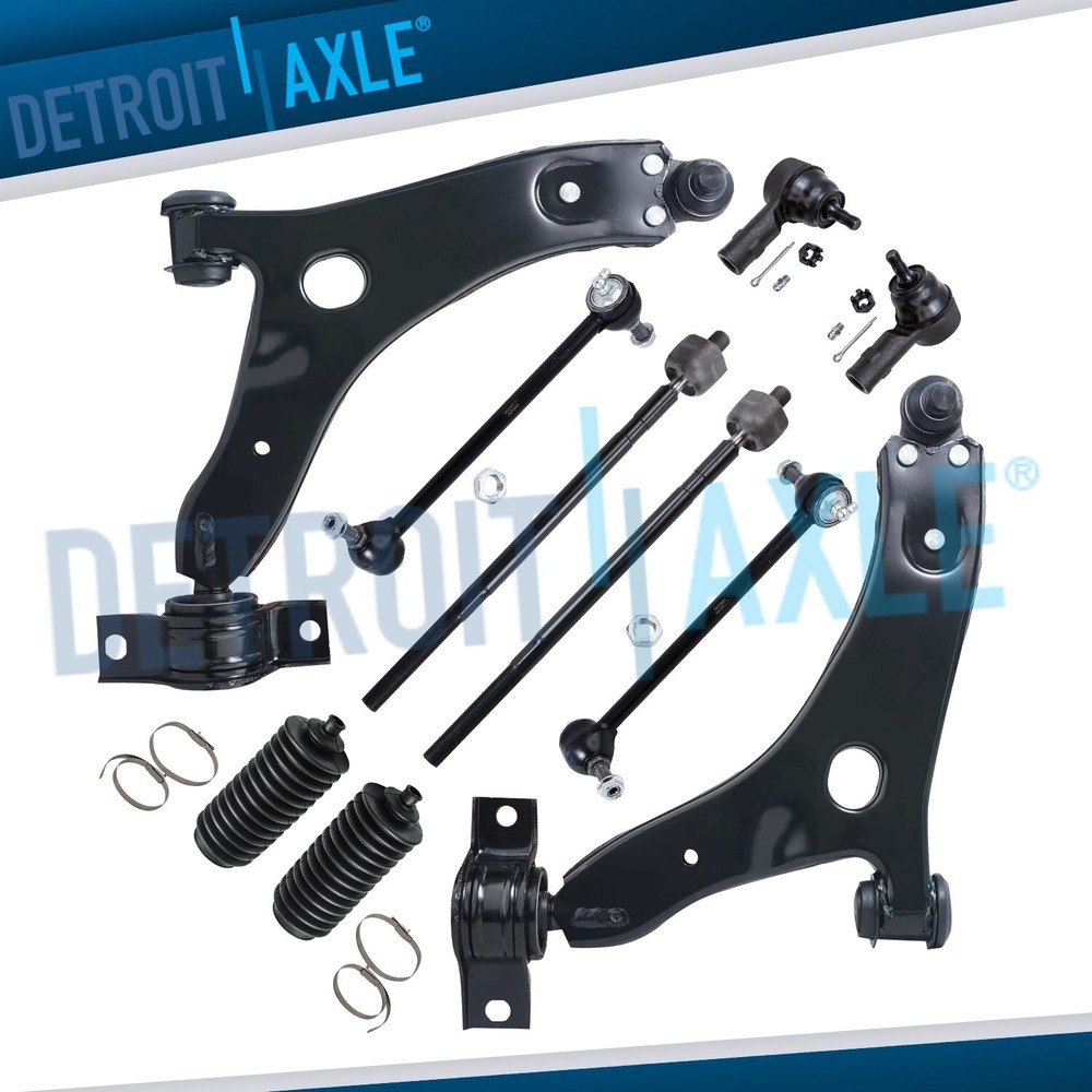 10pc Front Lower Control Arms Inner Outer Tie Rods Set for 2006-2007 Ford Focus