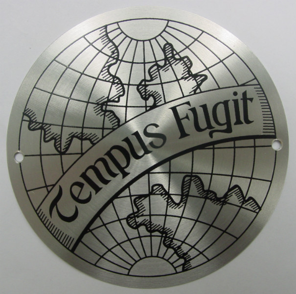 Decorative Metal Emblem Tempus Fugit Disc