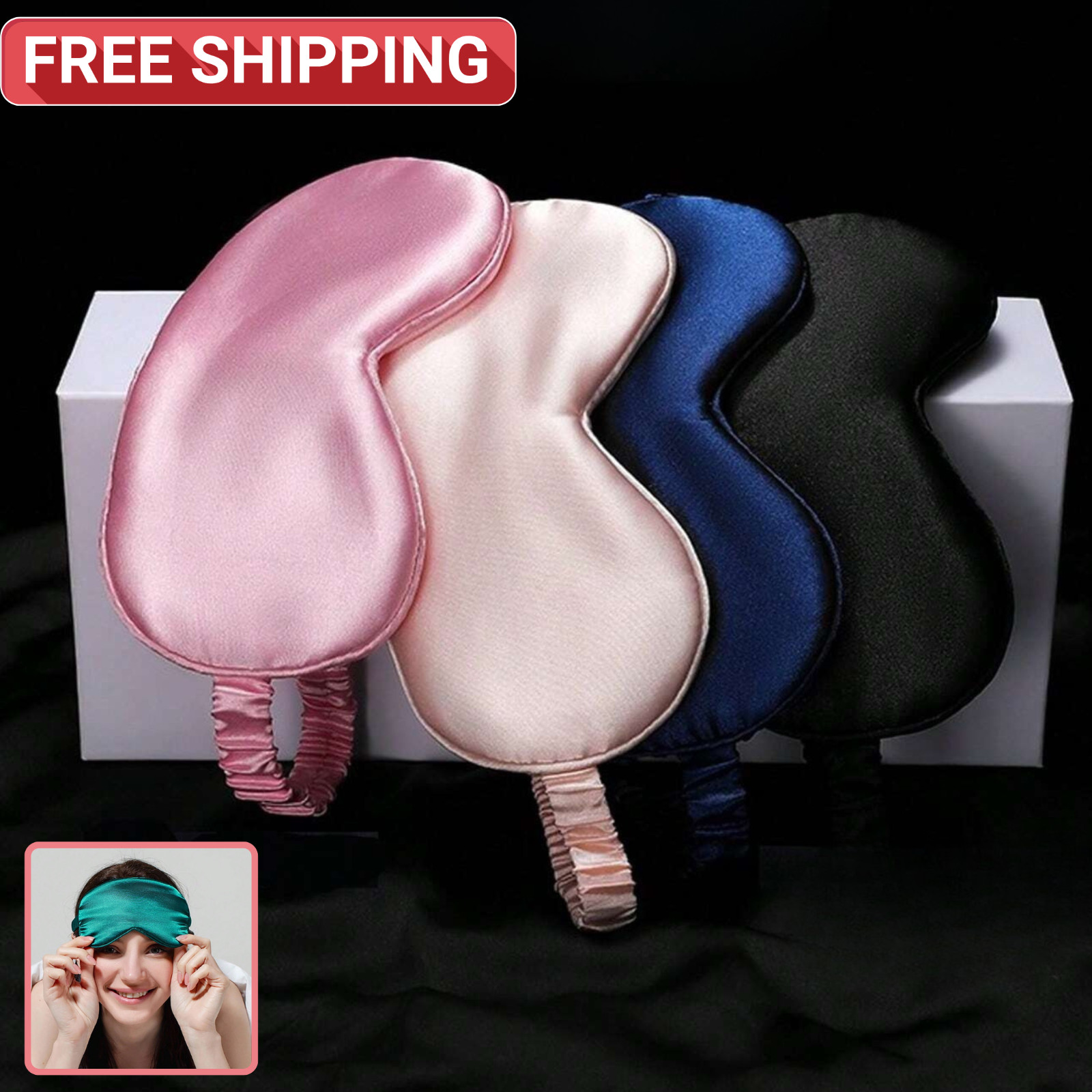 Silk Satin Sleep Eye Mask Night Cover Eye Sleeping Mask for Women Men Rest Relax