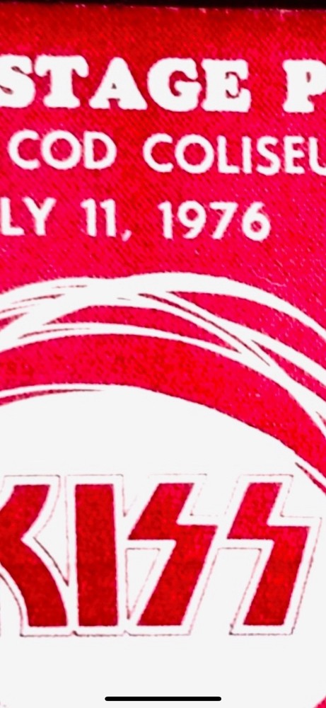 Kiss, backstage pass. Cape Cod Coliseum, MA 7/11/76