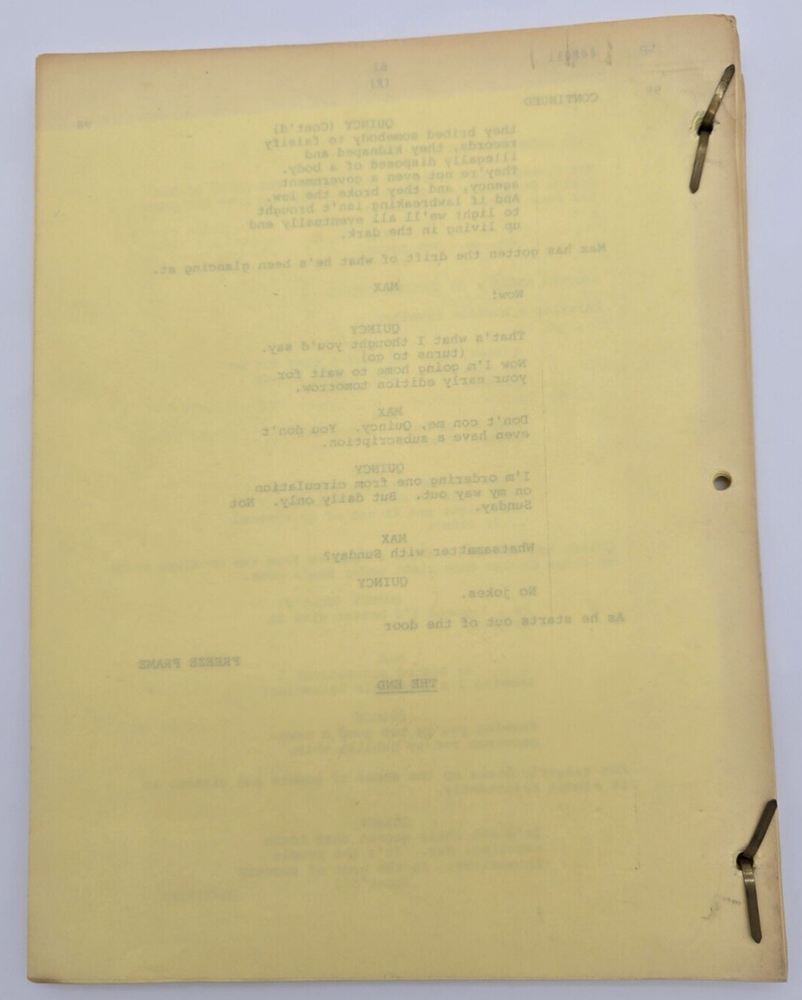 QUINCY, M.E. / Wallace Ware 1977 TV Script, Jack Klugman "No Deadly Secret"