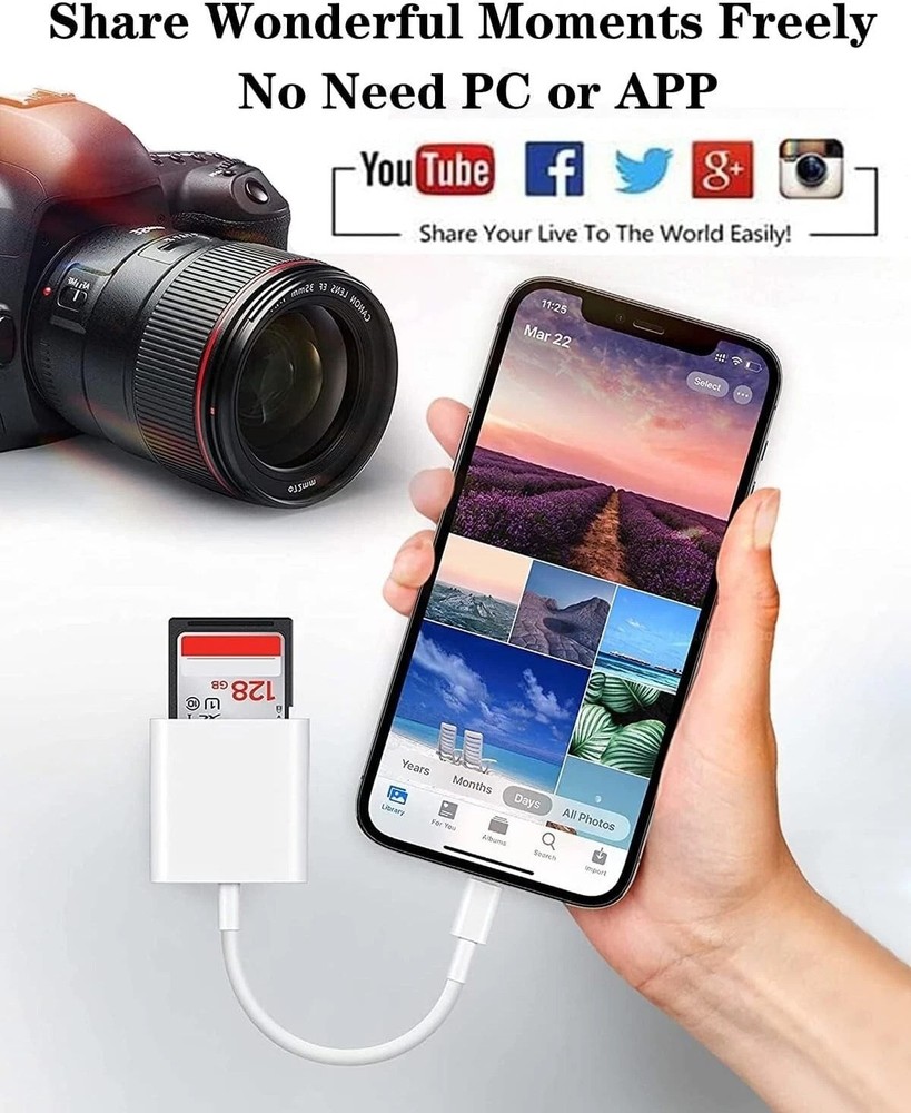 Apple Mfi Certified Lightning to SD Card Camera Reader for Iphone Ipad, Memory