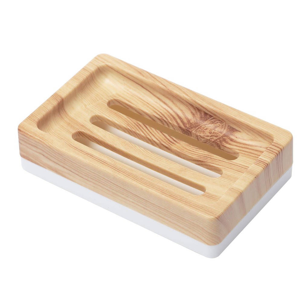 Plastic Soap Dish,Containers, Keeps Soap Dry,Easy Cleaning,Drain,Wood Pattern