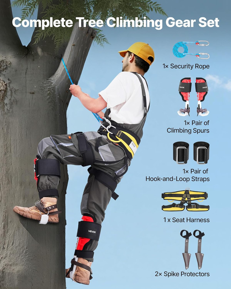 Tree Climbing Spikes Set, 1 Pair Height-Adjustable Climbing Spurs with Security