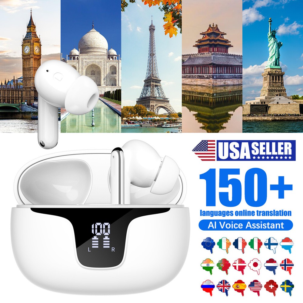 150+ Languages Two-Way Translator Earbuds Wireless Bluetooth Headset Headphone !