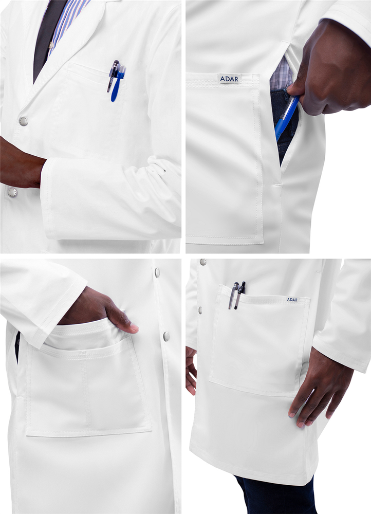 Adar Universal Stretch Unisex Lab Coat - 36" Snap Front Lab Coat