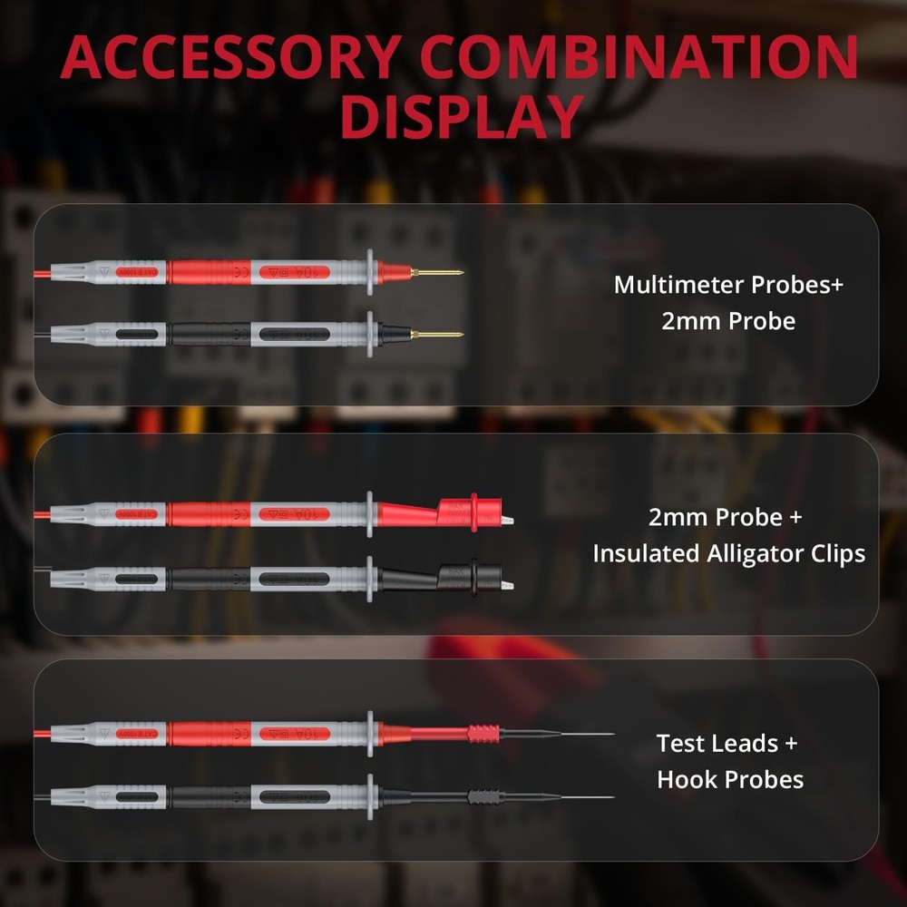 28PCS Silicone Multimeter Leads Kit with Replaceable Gold-Plated Test Probes ...