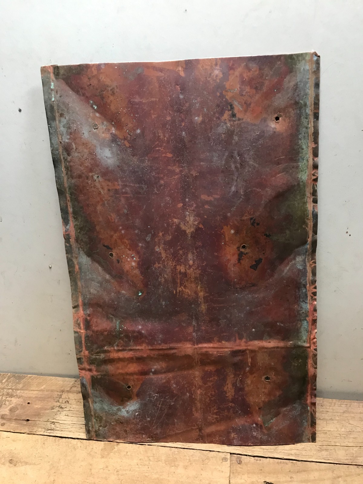 Sheet Copper 18" x 11 3/4" Natural Patina Colors Verdigris gauge 24 (H)