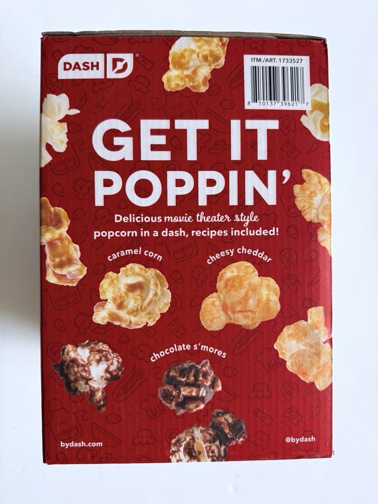 Dash SmartStore Stirring Popcorn Maker 20 Cup Nonstick 700W Compact Storage New