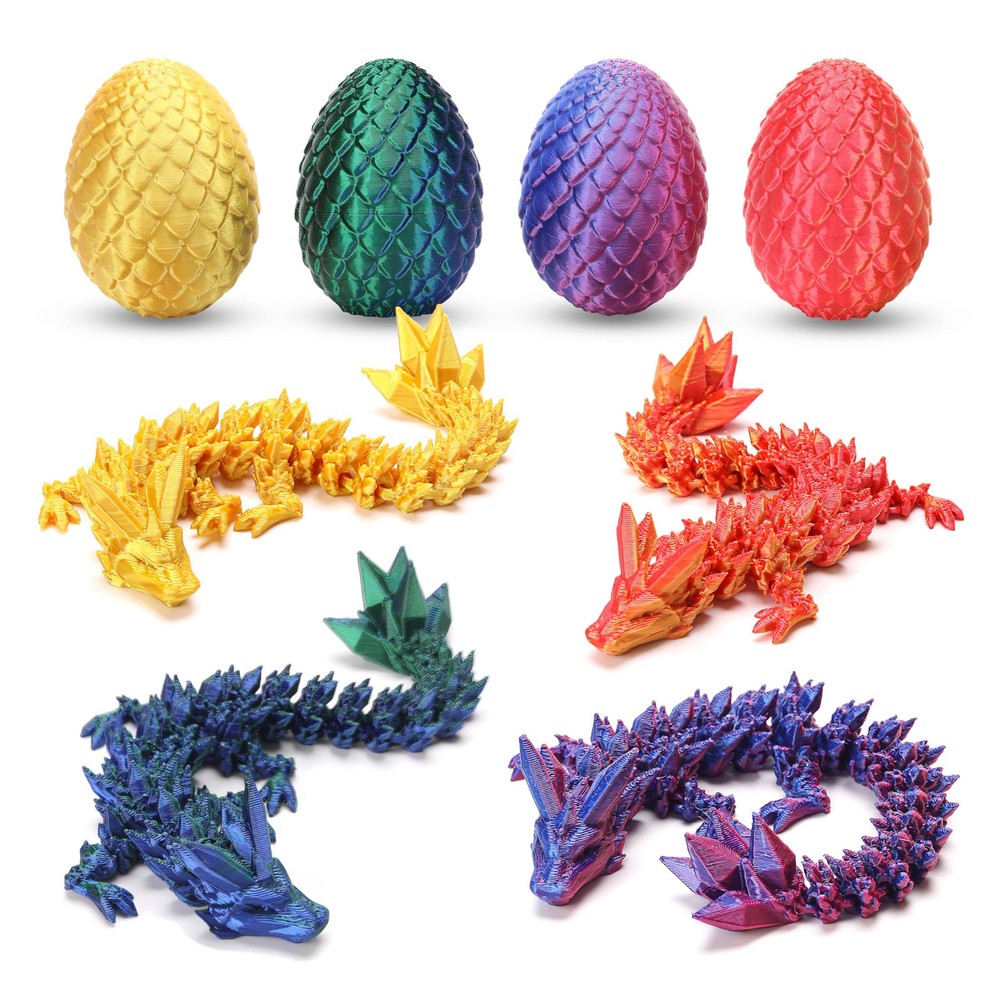 4PCS 3D Printed Dragon Eggs with Inside, Class Small, Without Keychain