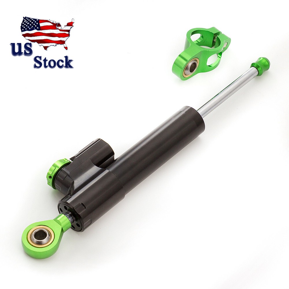 CNC Motorcycle Steering Damper Stabilizer Linear Reversed Control Black&Green