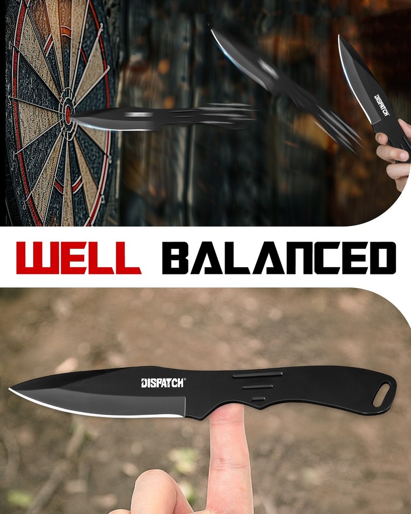DISPATCH 9 inch 3 Pieces Throwing Knife Set Camping & Target Fun