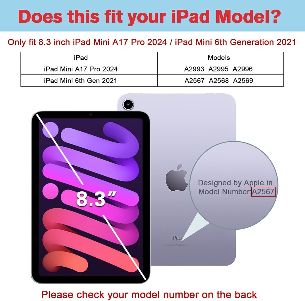 ProCase 2 Pack Screen Protector for iPad Mini 7th(A17 Pro) 2024/Mini Purple