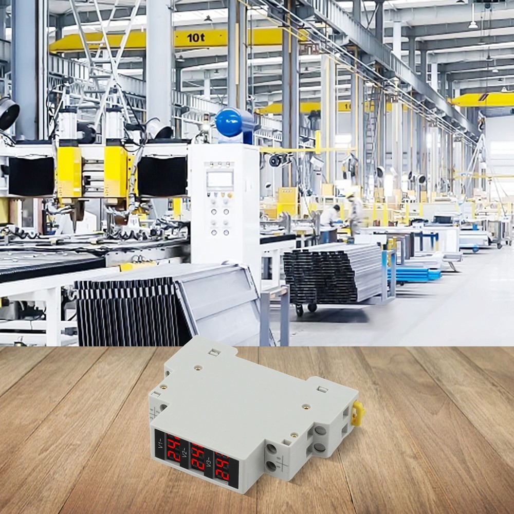 Three Phase Digital Voltmeter BV3R AC 80500V Red Display DIN Rail Meter