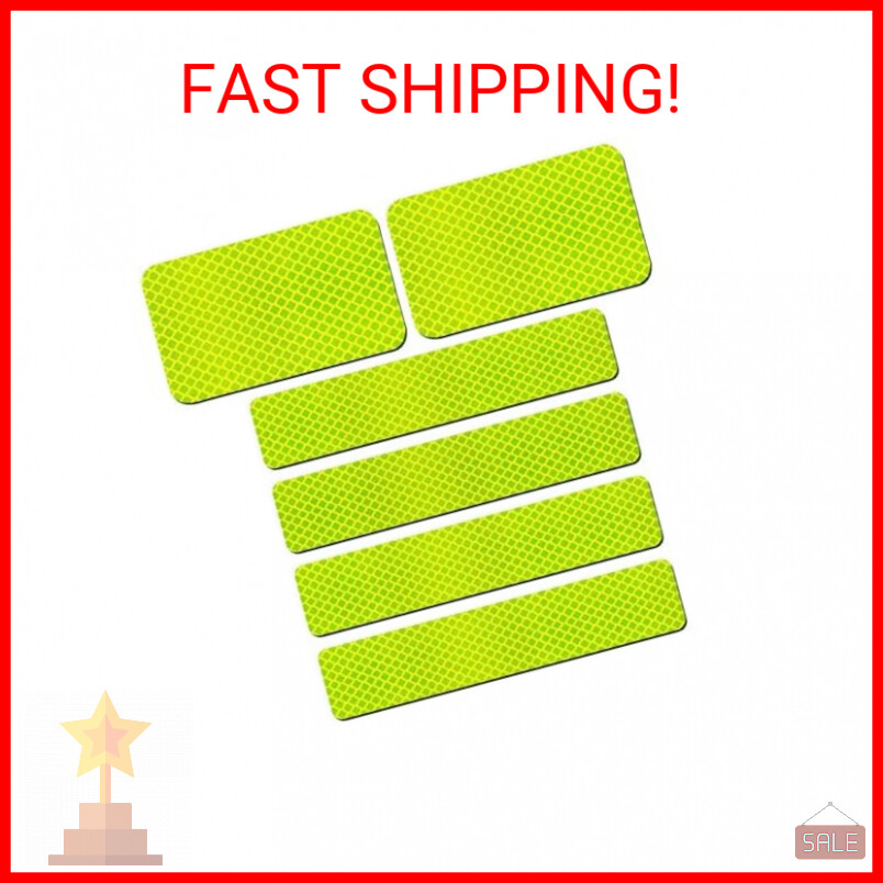 6 Pack Extra Reflective Patch Hook Fastener for Safety (Green)