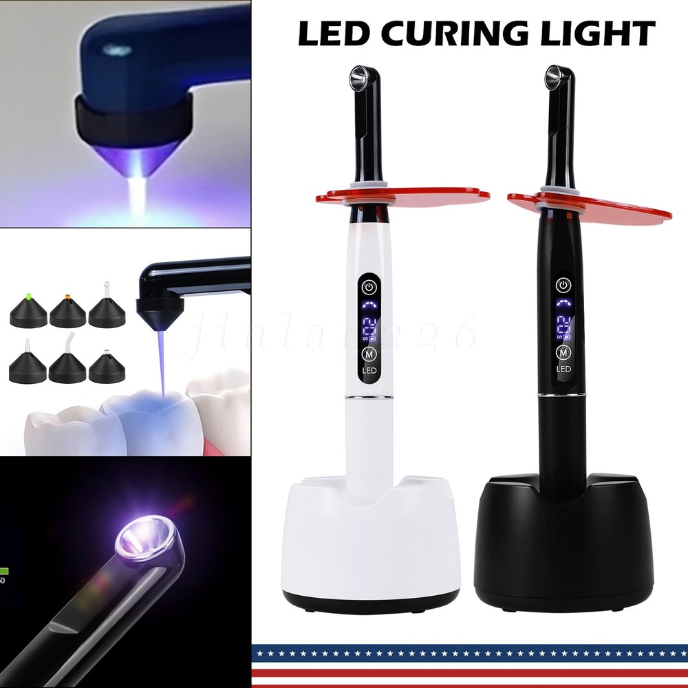 Dental Wireless Cordless LED Curing Light Lamp 1 Second Cure with 7pc Point Lens