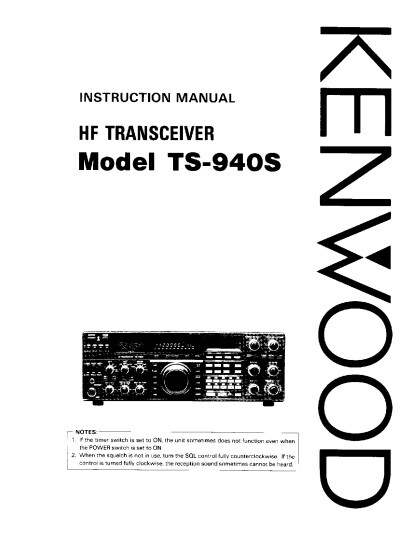 Kenwood TS-940S HS Transceiver USER'S INSTRUCTION MANUAL