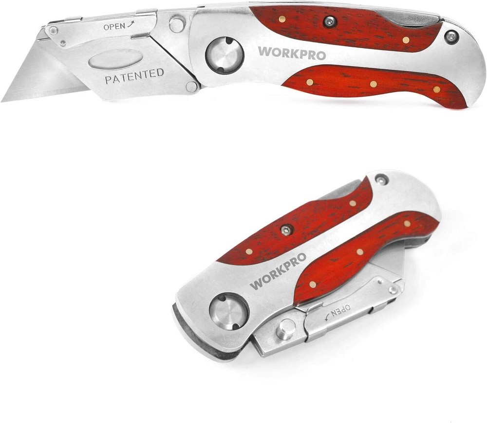 WORKPRO Quick-Change Utility Knife, Classical Retro Style Wood Grain Handle NEW