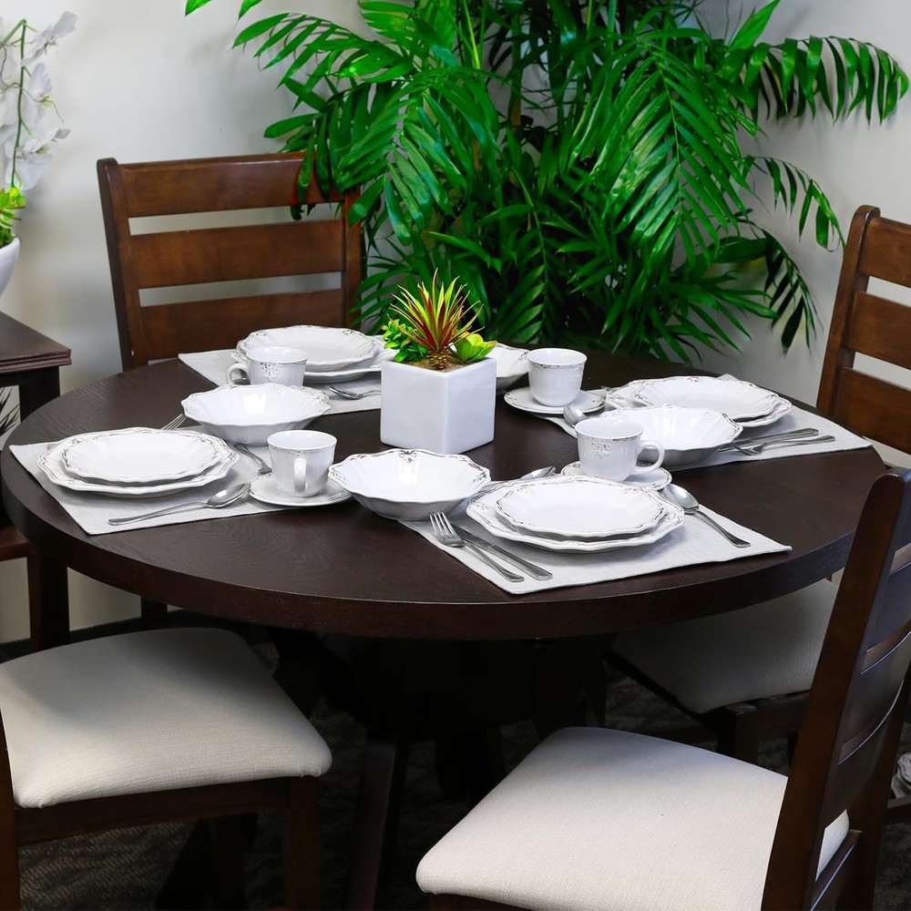 Fleur De Lys 20-Piece Dinnerware Set in White
