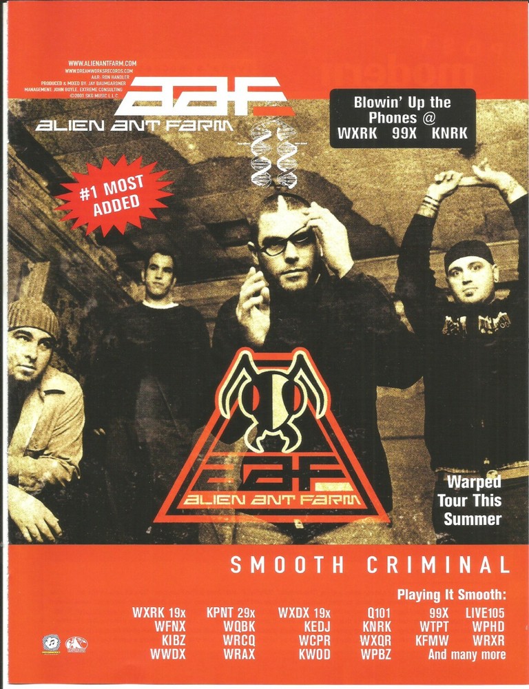 ALIEN ANT FARM Rare VINTAGE 2001 Smooth PROMO TRADE AD Poster for Anthology