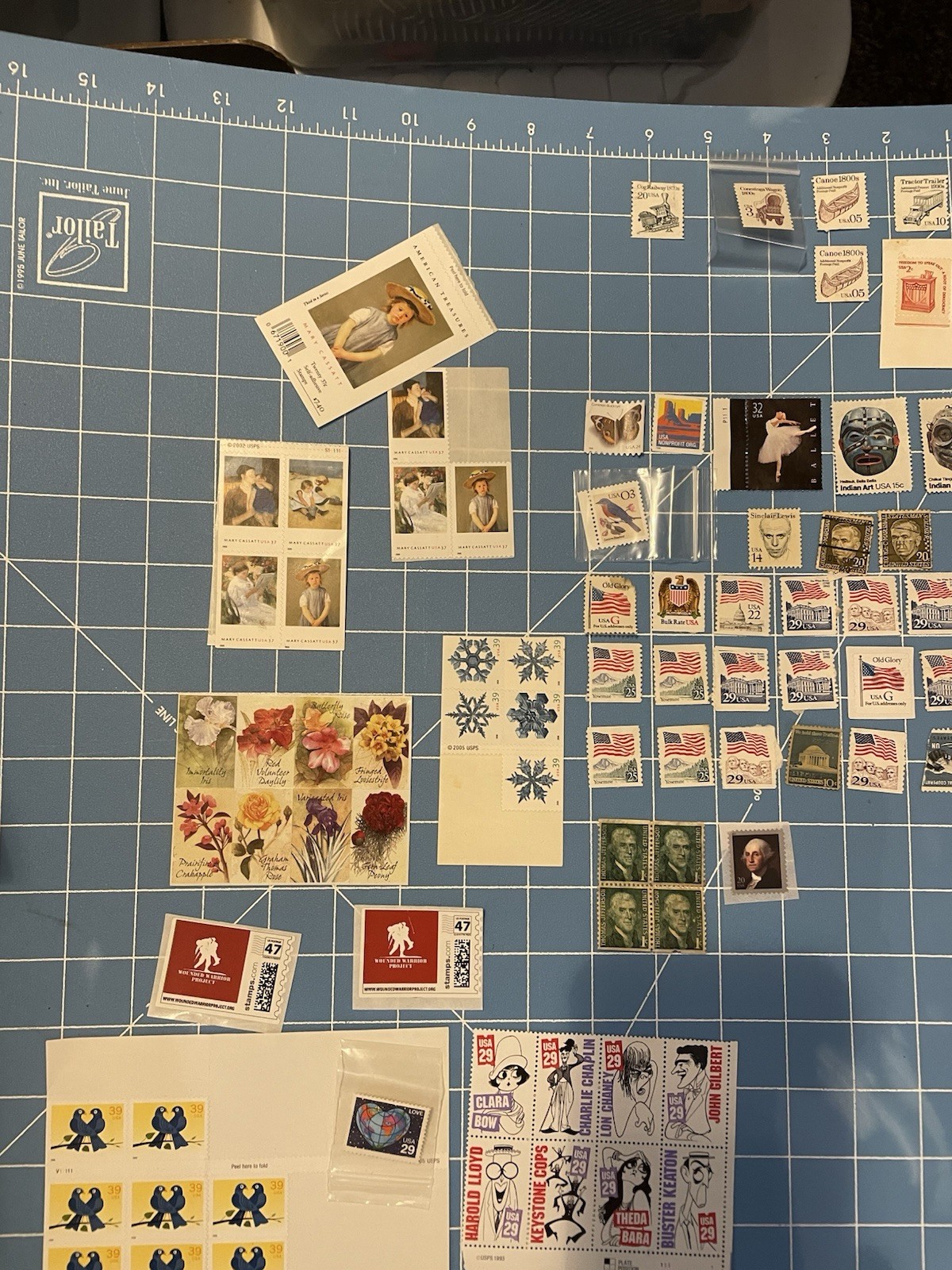 Mixed Stamp Collection 70’s-90’s Silent Screen Stars Love Doves Old Glory’s Art