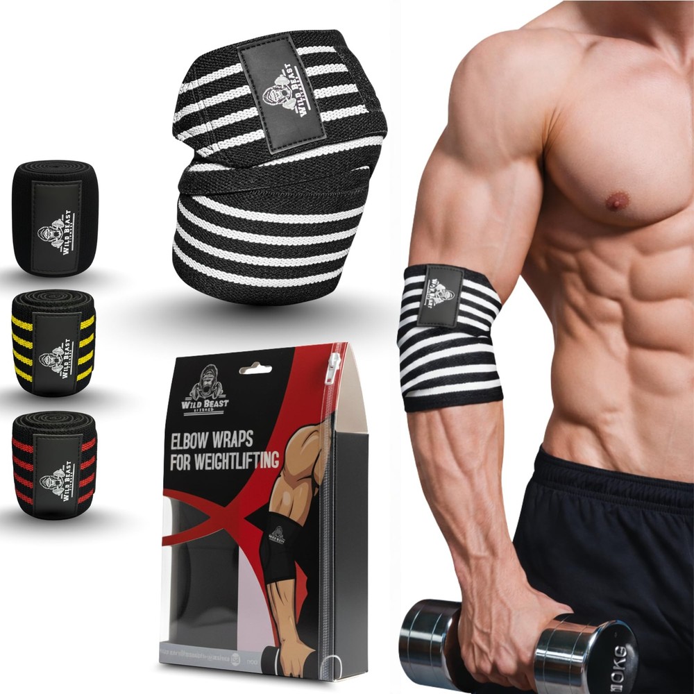 Elbow Wraps for Weightlifting (Pair), Stretchable & Breathable 41" Elbow Comp...