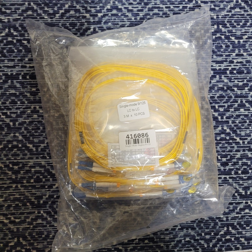 10ct Single Mode Duplex 9/125 LC To LC 3 M Patch Cables